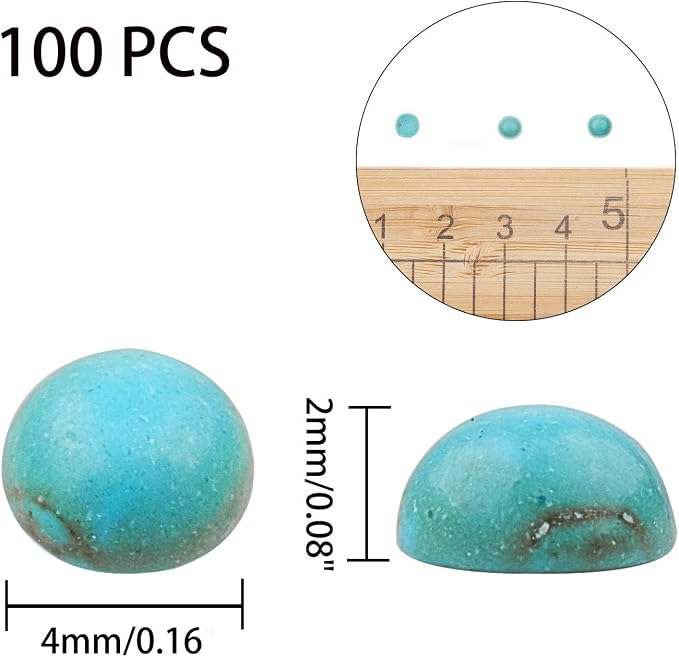arricraft 100PCS Synthetic Turquoise Gemstone Flat Back Stone Cabochons Craft - Image 2