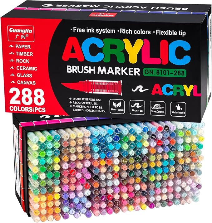 288 Colors Acrylic Paint Markers Set, Soft Flexible Brush Markers - Image 8