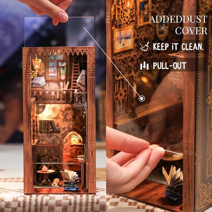 Fsolis Book Nook Kit, 3D Wooden Puzzles - Image 4