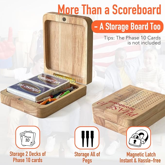 Tuiiopoli Score Board for Phase 10, Thicken Real Quailty Hardwood Oak Scoreboard - Image 4