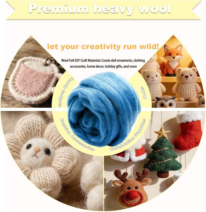Wool Roving-3.5oz Needle Felting Wool, Soft Multi-Color Wool Fiber, Perfect - Image 3