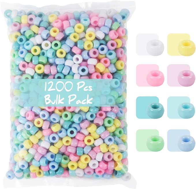 Simetufy 1200 pcs Pony Beads Macaron Pastel Colored Beads - Image 2