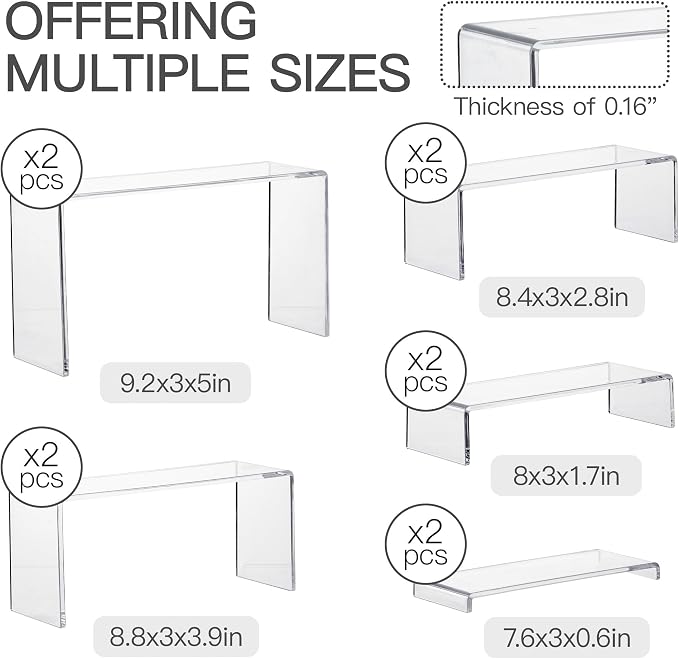ANDGOO 10 Pack Acrylic Display Risers, 2 Set Perfume Stand Organizer, Display - Image 3