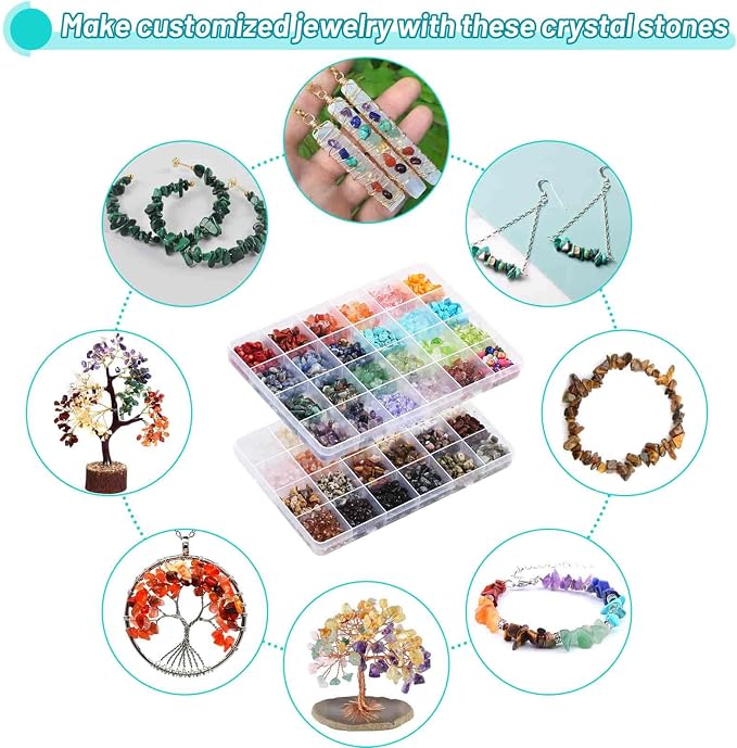 PAXCOO 2278Pcs Crystal Beads for Jewelry Making Supplies, 48 Colors Ring Making - Image 7