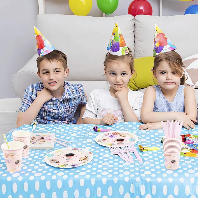 120 PCS Space Party Supplies, Disposable Pink Moon Star Paper Plates Napkins - Image 6