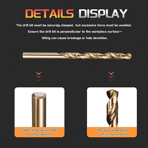 Drill Bit, 1/4" Cutting Diameter (6.35mm), 4241 HSS Gold 118° Cutting Angle Versatile Jobber Bits - (Applications: for Drilling Plastic Wood Soft Thin Metal), 10-Pieces