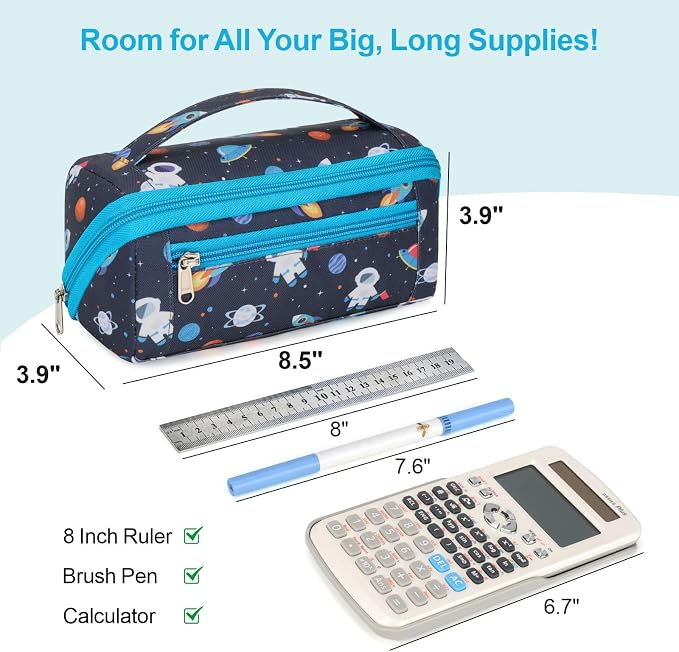 Large Pencil Case for Boys, Durable Pencil Pouch for School, Wide Opening Soft - Image 3