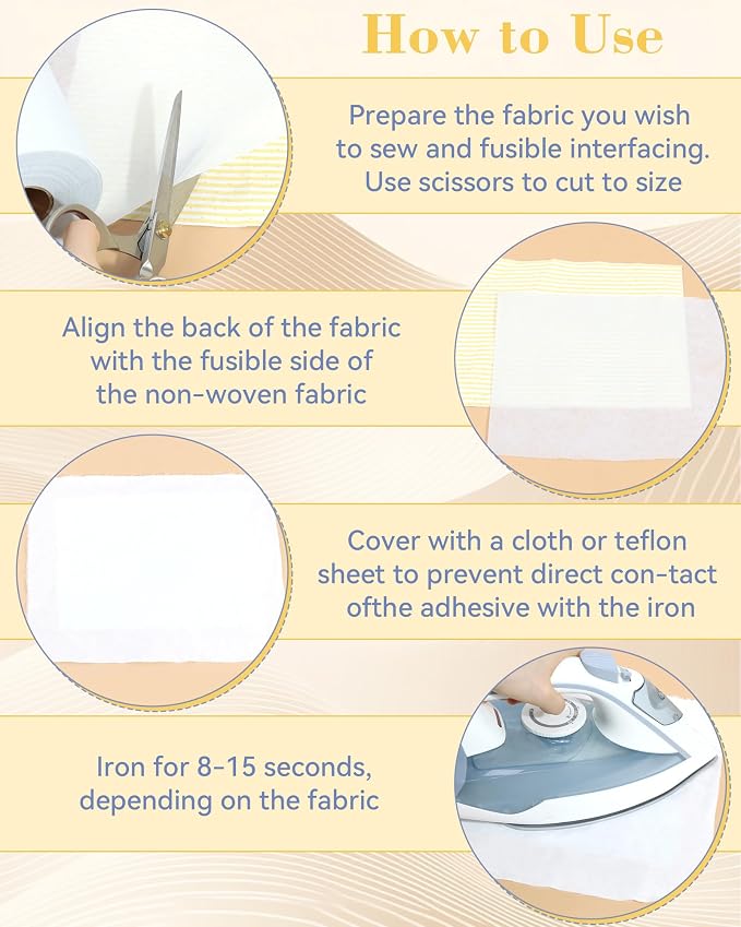 FIVEIZERO Fusible Interfacing for Sewing, 17in x 30yd Light Weight Iron on - Image 4