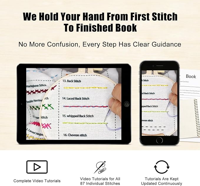 Embroidery Kit for Beginners, 87 Stitches Easy to Advanced, Step by Step Video - Image 8