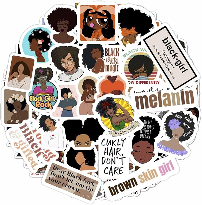 BulbaCraft 100Pcs Black Girl Stickers by BulbaCraft