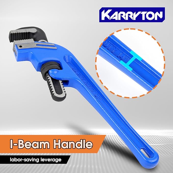 14 Inch End Pipe Wrench, Jaw Opening 2.75"/70mm Adjustable Cast Iron offset Handle Plumbing Wrench, Perfect Plumbers Tool for Oil Field, Plumbing, Auto Repair, Construction and Mechanics