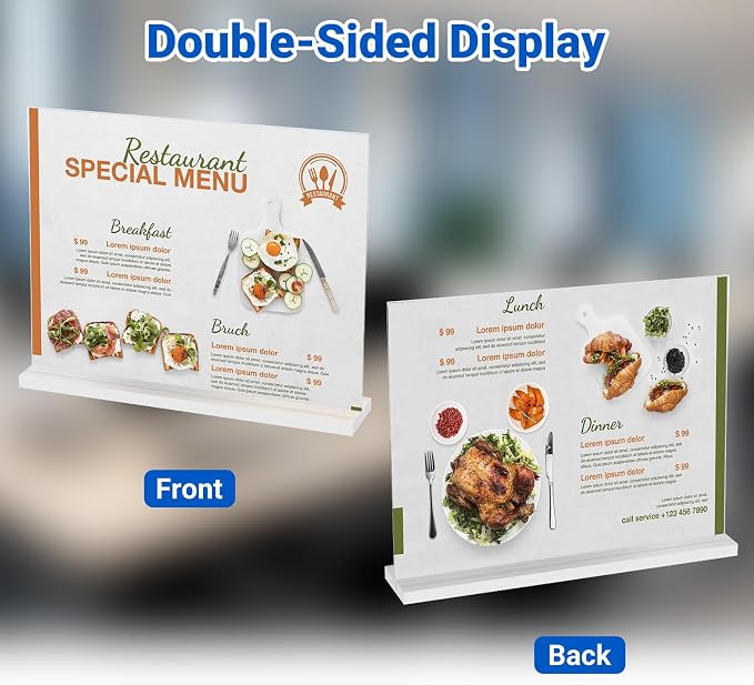 10 Pack Acrylic Sign Holder 11 x 8.5 Horizontal, Double-Sided Clear Sign Holder - Image 3