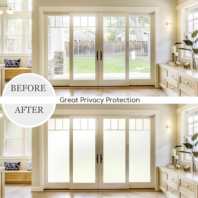HIDBEA Frosted Window Privacy Film Non-Adhesive, Reusable UV Protection Window - Image 3