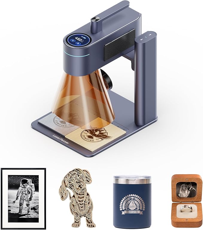 LaserPecker LP4 Dual-Laser Engraver, Portable 8K 240,000mm/min Engraving, Auto-Switch IR/Diode for Metal/Wood/Acrylic, Smart Screen Repeat & 160x120mm Area, Basic Set