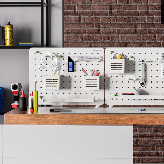 PEGZONE Clamp on Desk Pegboard, 16.5" x 12.6", - Image 7
