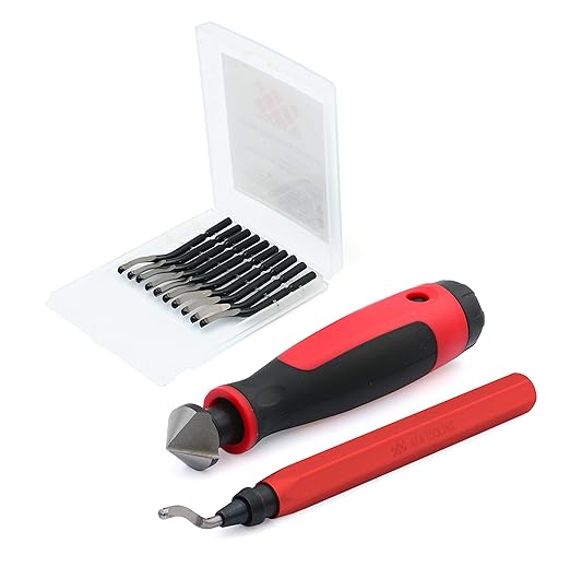 AFA Tooling - Deburring Tool & Countersink Hand Reamer with 10 Extra Swivel Blades - Works on Resin, PVC Pipes, Copper, Plastic - Plumbing & 3D Printing Burr Removal Reamer Tool