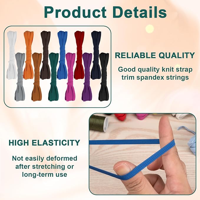 Airisoer 12 Rolls 1/4 Inch Elastic Band - Image 3