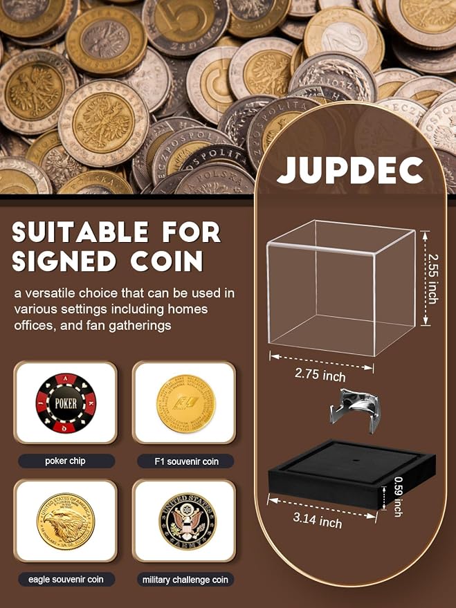 JupDec Coin Display Case, UV Protection Souvenirs and Collectibles Box - Image 4