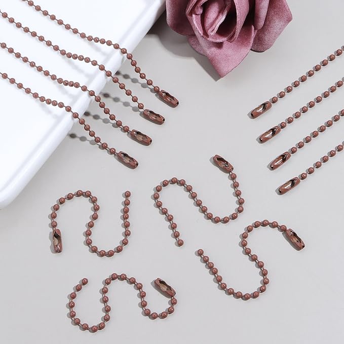 Lemonkey 100Pcs Ball Beads Chains Bulk, Coffee Keychains Rings Metal Chains - Image 6