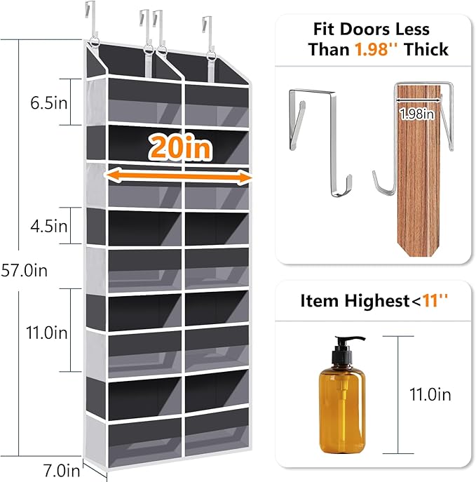 Heavy Duty Over The Door Organizer 5 Tiers, Extra Large Behind Door Storage of - Image 2