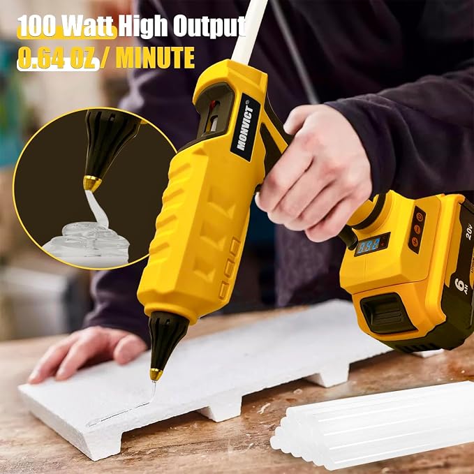 MONVICT Cordless Glue Gun for Dewalt 20V Battery, Upgraded 100W Digital - Image 4