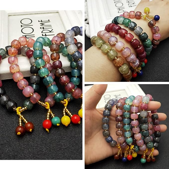 200PCS Natural Stone Beads Flat Agate Spacer Beads Bulk - Image 6