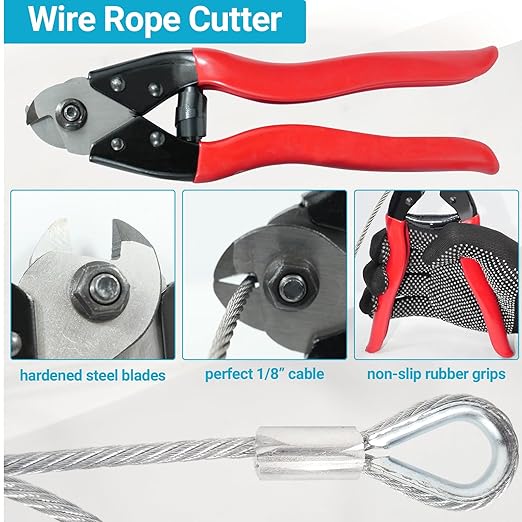 1/8 "T316 Stainless Steel Cable (Wire), 7 * 7 Strands of Twisted Metal for Aviation Construction, Silver with Cutters (500FT)