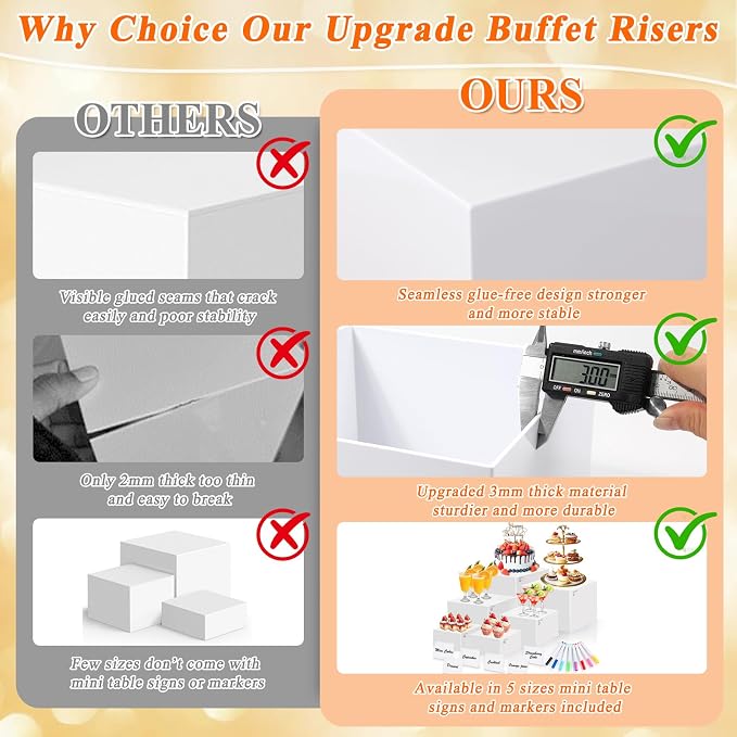 6 Pcs White Acrylic Buffet Risers - Image 3
