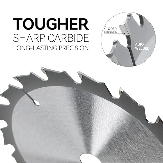 Luckyway 2-Pack 5-1/2 Inch 18T with 5/8 Inch Arbor TCT Circular Saw Blade Fast Cutting and Trimming Saw Blade, Cordless Trim Saw Blade for Cutting Wood(1/2-Inch and 10-mm Reducer Bushings Include)