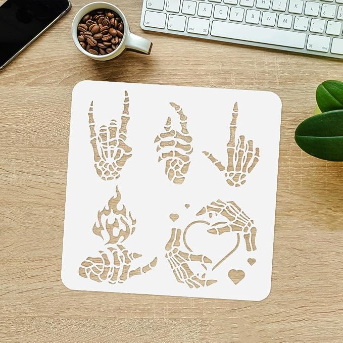Skeleton Hands Wall Stencil for Painting, 11.8" x 11.8"Halloween Reusable - Image 4