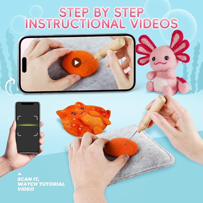 Gipony Needle Felting Kit, Wool Felt Needle Felting Tools Foam Pad, Craft Party - Image 4