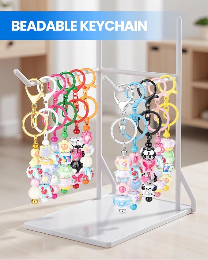 RQAYE 30pcs Beadable Keychains keychain bulk kit cute blank bead keychain strip - Image 6