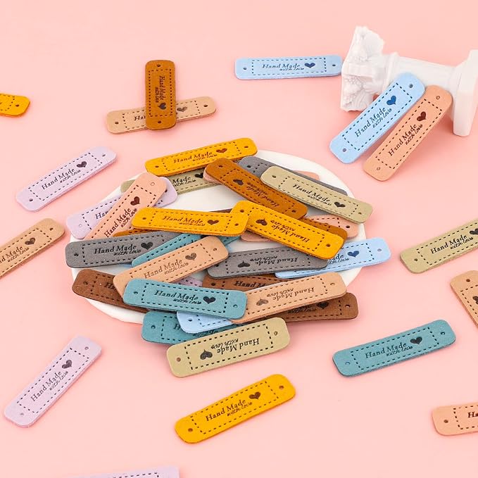 50 PCS Handmade Tags for Crochet Handmade Leather Labels Faux Handmades - Image 4