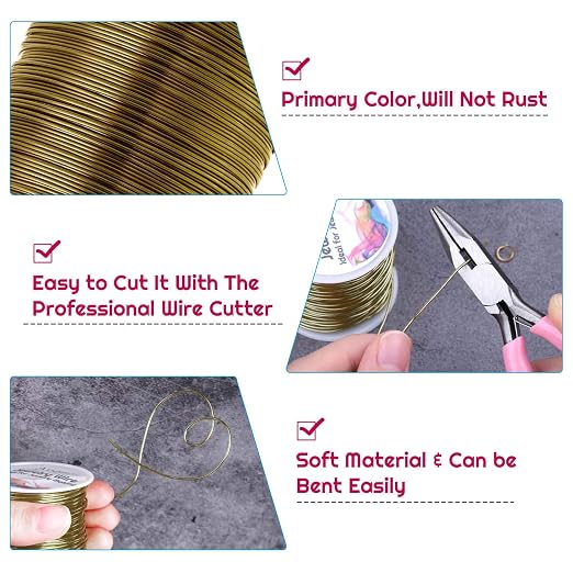 22 Gauge Jewelry Wire, Anezus Craft Wire Tarnish Resistant Copper Beading Wire - Image 3