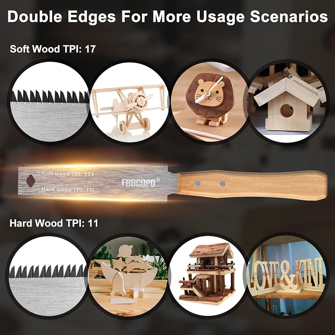 Frocopo Hand Saw Woodworking Tools, 6-Inch Pull Saw, Flexible Double-Edge Blade - Image 8