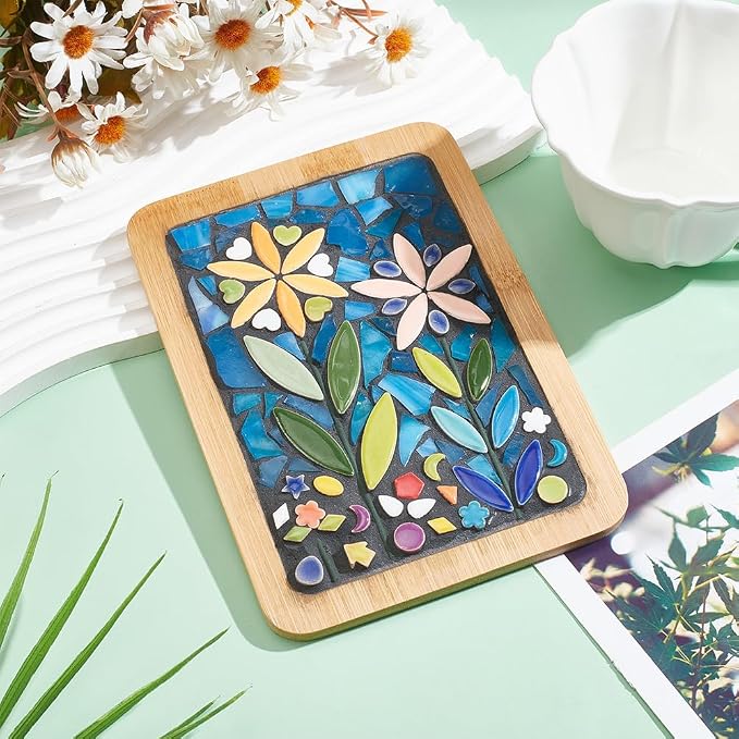 WEBEEDY DIY Mosaic Craft Kit Mixed Color Tree Leaves Ceramic Mosaic Tiles - Image 7