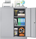 Pataku Metal Storage Cabinet, Garage Cabinet with Doors and Shelves 36" Hx32 Wx16 D, Steel Lockable File Cabinets for Office, Home, Garage, Basement, Industrial, Dark Grey