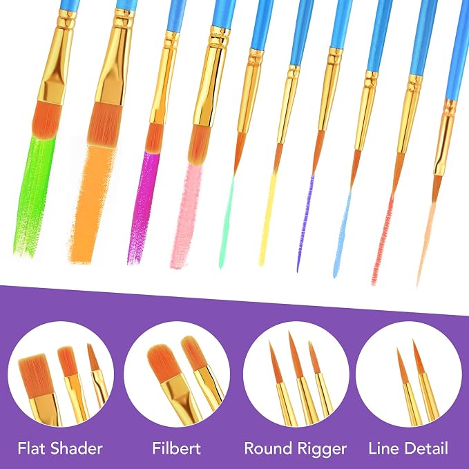 AROIC Acrylic Paint Brush Set, Artist Craft Paint Brushes Supplies, Kid Adult - Image 3