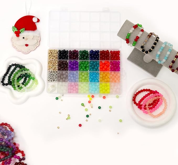 JULIMAIDONG 8mm Glass Beads for Bracelets 1000pcs, 24 Colors Round Crystal - Image 5