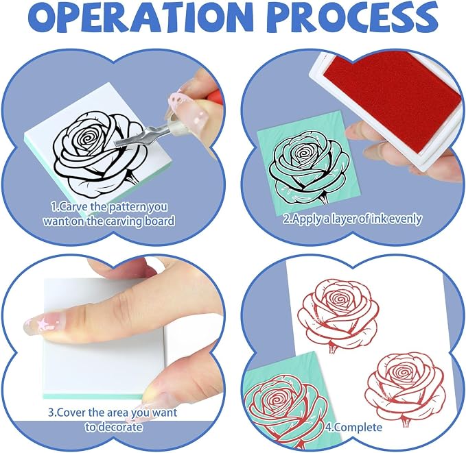 6pcs 2"x2" Rubber Carving Blocks, Linoleum Block Stamp Making Kit - Image 5