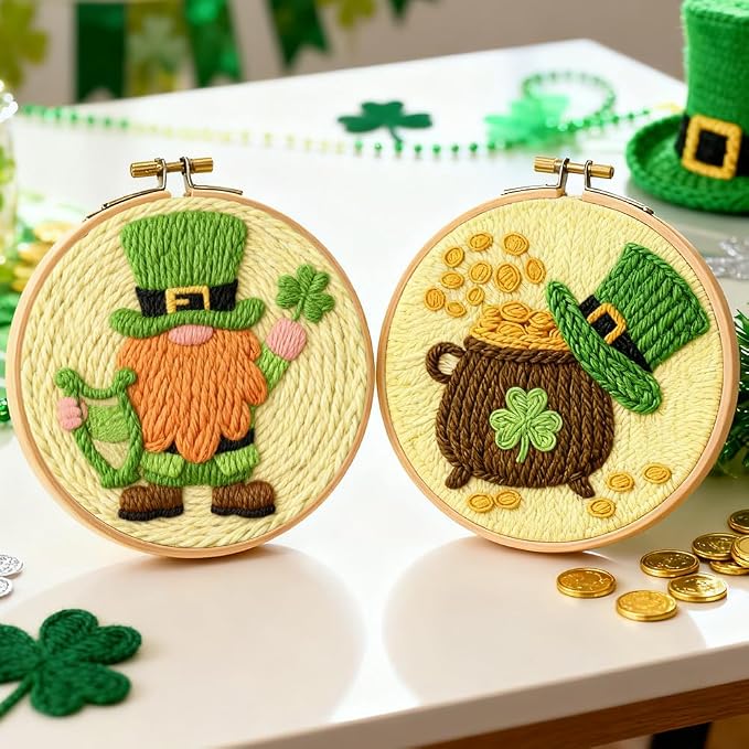 INFUNLY 2 Set St. Patrick's Punch Needle Embroidery Kits - Image 4