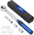 3/8-Inch Drive Click Torque Wrench, Dual-Direction 72-Tooth Torque Wrench Set 7.4-44.3 FT.LB/10-60 Nm Dual Range Scales Torque Wrench for Bike, Motorcycle, Car Spark
