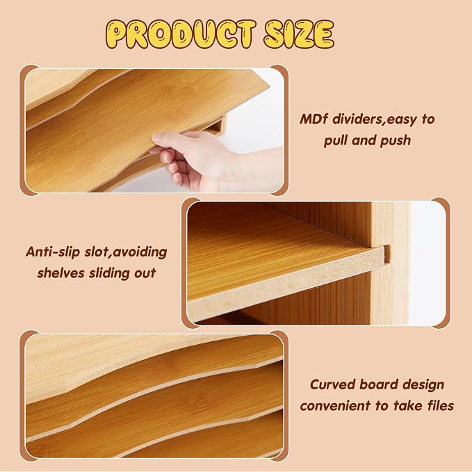 Ripeng 1 Pack Bamboo Puzzle Holder Rack, 7-Tier Adjustable Storage Organizer - Image 4