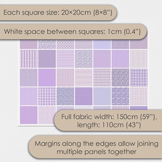 Cotton Satin Patchwork Fabric Panel – 35 Designs, 20×20 cm Squares, Single - Image 5