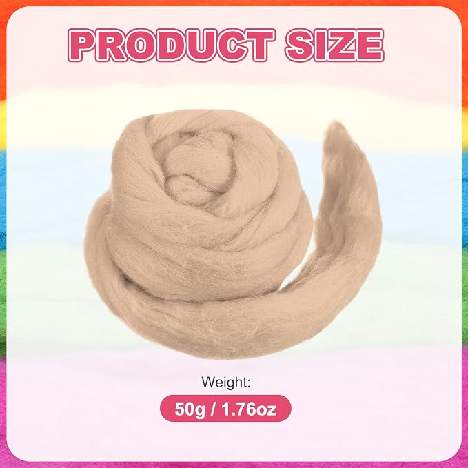 MECCANIXITY Wool Roving Yarn Soft Felting Wool 50g/1.76oz Pure Chunky Roving - Image 2
