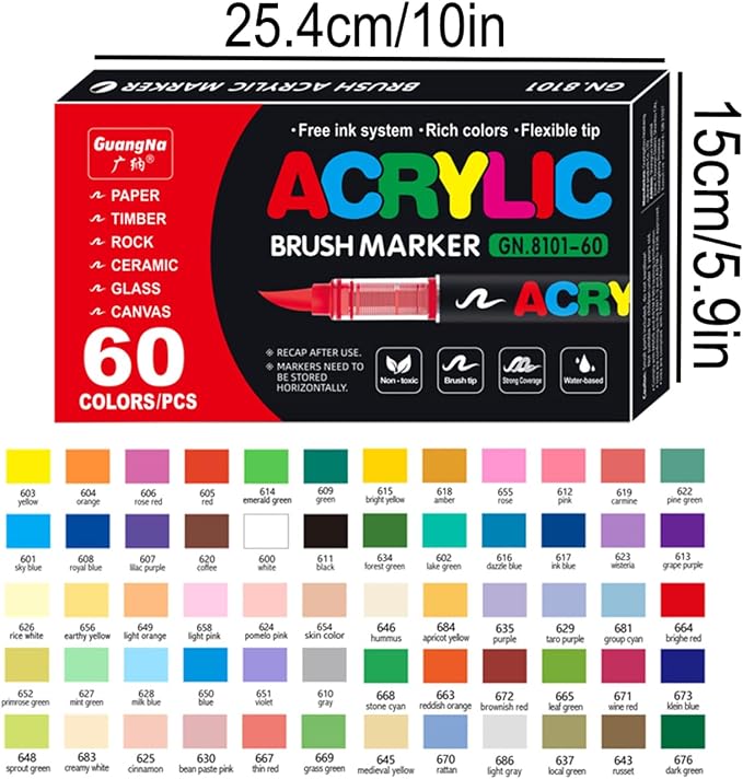 Acrylic Paint Markers Pens, 60 Vivid Colors Acrylic Markers Set, Direct Liquid - Image 4