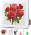 Red Roses Cross Stitch Kits for Beginner, Flowers Stamped Cross Stitch Kits by VIGEGU