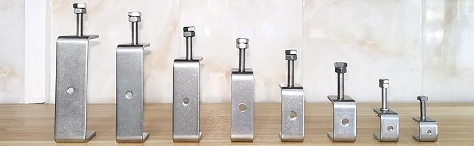 Stainless Steel C Clamps 3.2In for Mounting, Heavy Duty Metal U Clamp for Metal Working Small Desk Clamp with Stable Wide Jaw Opening & Protective Pads/I-Beam Design (2pcs)