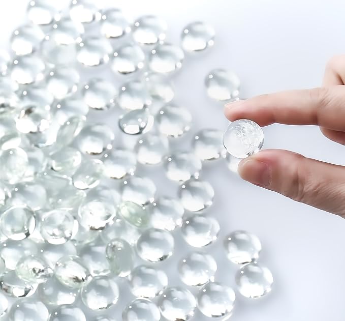 CYS EXCEL Clear Glass Gemstone Beads Vase Fillers Flat Marble Beads Multiple - Image 4