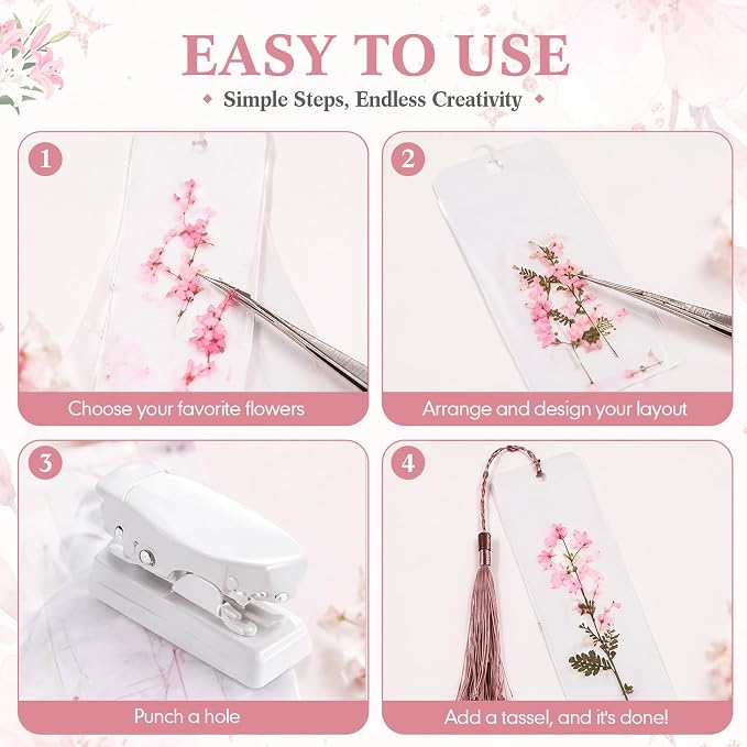 Fuyoooo 61 Pcs Pressed Flowers Bookmark Making Kit, DIY Bookmark Laminating - Image 3